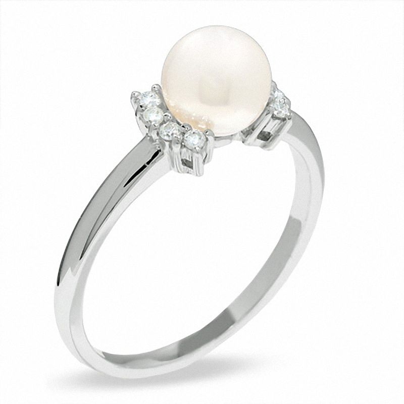 Blue Lagoon® by Mikimoto Cultured Akoya Pearl Ring in 14K White Gold with Diamond Accents