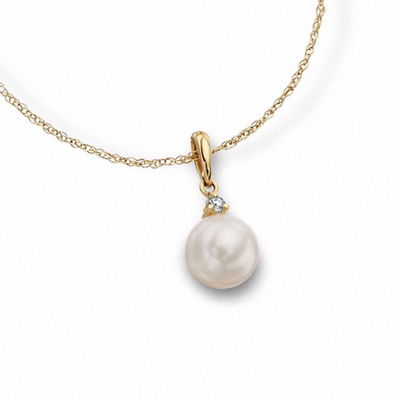 Blue Lagoon® by Mikimoto 7.5mm Akoya Cultured Pearl Pendant in 14K Gold with Diamond Accents