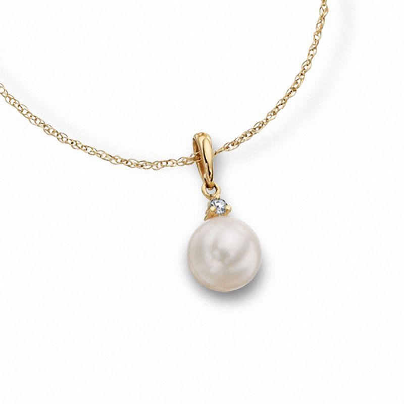 Blue Lagoon® by Mikimoto 7.5mm Cultured Akoya Pearl Pendant in 14K Gold with Diamond Accents