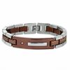 Thumbnail Image 0 of Men's Two-Tone Chocolate Stainless Steel ID Bracelet with Diamond Accents