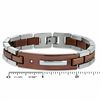 Thumbnail Image 1 of Men's Two-Tone Chocolate Stainless Steel ID Bracelet with Diamond Accents