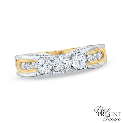 1.00 CT. T.W. Diamond Three Stone Ring in 14K Two-Tone Gold
