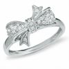 Thumbnail Image 0 of 0.09 CT. T.W. Diamond Bow Ring in 10K White Gold