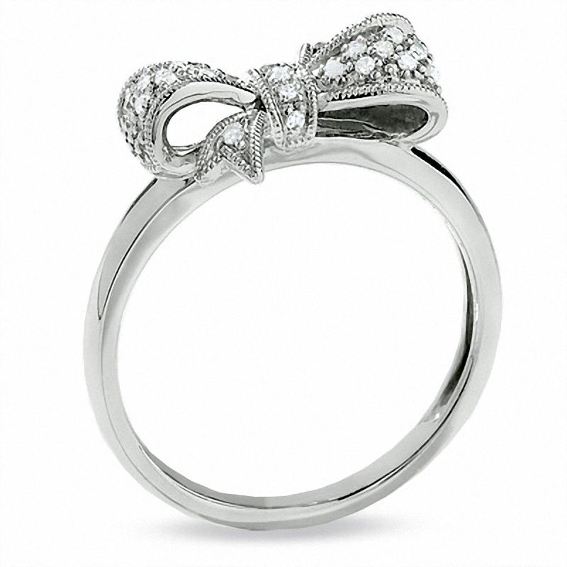 0.09 CT. T.W. Diamond Bow Ring in 10K White Gold|Peoples Jewellers