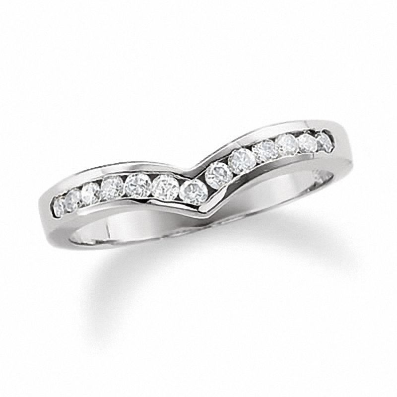 Main Image 1 of 0.25 CT. T.W. Diamond Chevron Channel Band in 10K White Gold