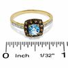 Thumbnail Image 3 of Cushion-Cut Blue Topaz and Smoky Quartz Ring in 10K Gold with Diamond Accents - Size 7