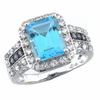 Thumbnail Image 0 of Emerald-Cut Blue Topaz and Multi-Gemstone Ring in 14K White Gold with Diamonds