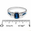 Thumbnail Image 3 of Emerald-Cut Blue and White Sapphire Ring in 14K White Gold