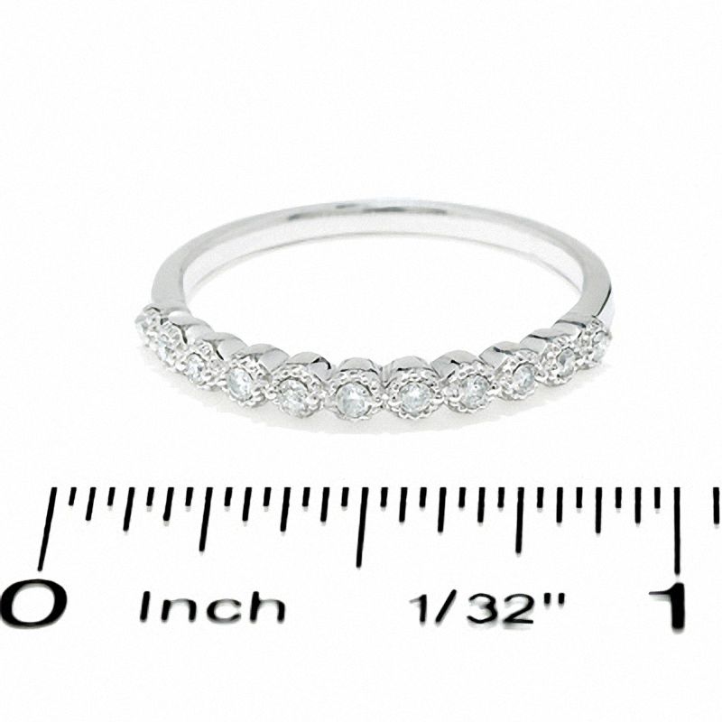 Main Image 3 of Round Diamond Accent Stackable Band with Pavé Outline in 14K White Gold