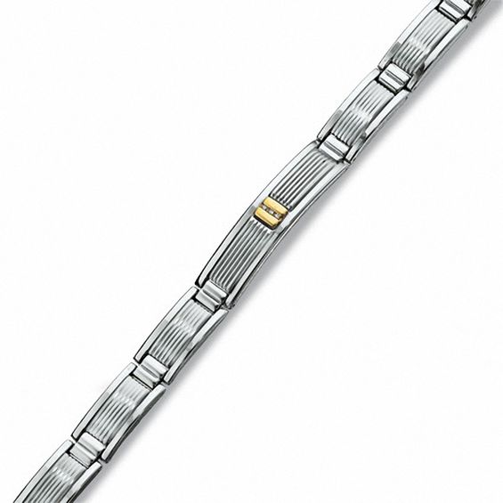 Men's 10K Gold and Stainless Steel Bracelet