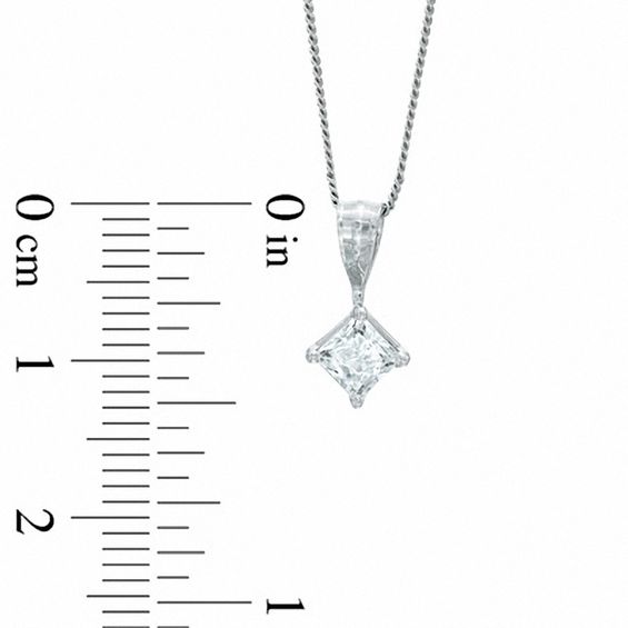 0.40 CT. Princess-Cut Diamond Solitaire Pendant in 14K White Gold (K-L/I2-I3)