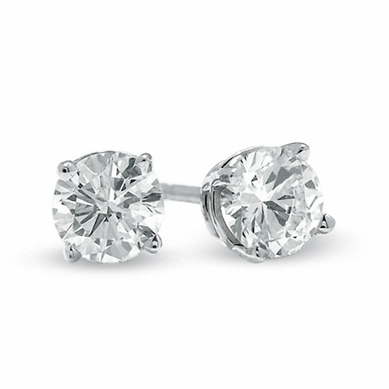 0.60 CT. T.W. Diamond Solitaire Stud Earrings in 14K White Gold (K-L/I2-I3) 0.60 CT. T.W. Diamond Solitaire Stud Earrings in 14K White Gold (K-L/I2-I3)