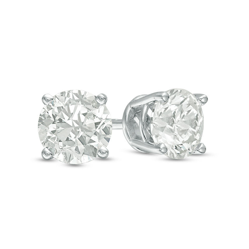 CT. T.W. Diamond Solitaire Stud Earrings in 14K White Gold (K-L/I2-I3