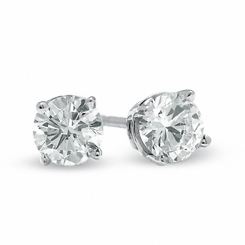 0.60 CT. T.W. Diamond Solitaire Stud Earrings in 14K White Gold (K-L/I2-I3)