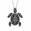 Thumbnail Image 1 of 0.50 CT. T.W. Champagne and White Diamond Turtle Pendant in 10K White Gold