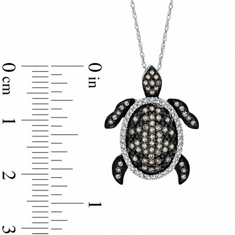 0.50 CT. T.W. Champagne and White Diamond Turtle Pendant in 10K White Gold