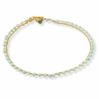 Heather Benjamin Double Strand Amazonite and Green Opal Necklace in 22K Gold Vermeil