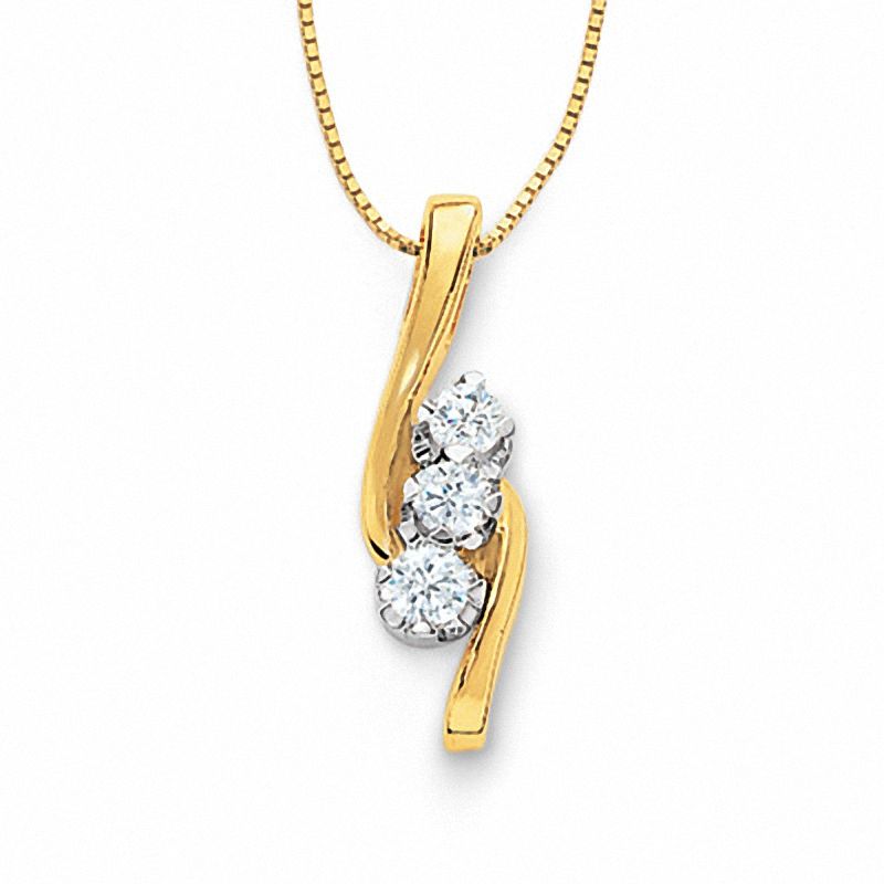 Sirena™ 0.50 CT. T.W. Diamond Three Stone Pendant in 14K Gold|Peoples Jewellers