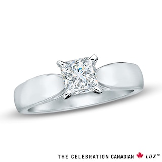 Celebration Canadian Lux® 0.50 CT. Princess-Cut Certified Diamond Solitaire Engagement Ring in 18K White Gold (I/SI2)