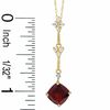 Thumbnail Image 1 of Cushion-Cut Garnet and White Topaz Kite-Shaped Pendant and Earrings Set in 14K Gold with Diamond Accents