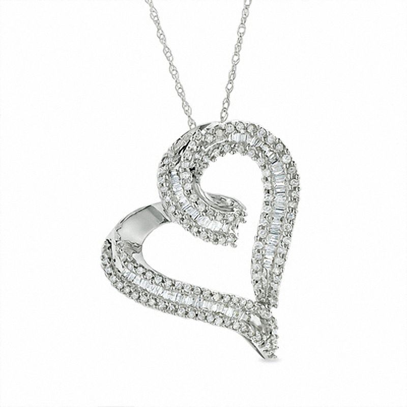 0.50 CT. T.W. Diamond Heart Pendant in 10K White Gold|Peoples Jewellers