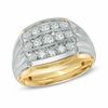 Thumbnail Image 0 of Men's 1.00 CT. T.W. Diamond Three Row Ring in 10K Two-Tone Gold