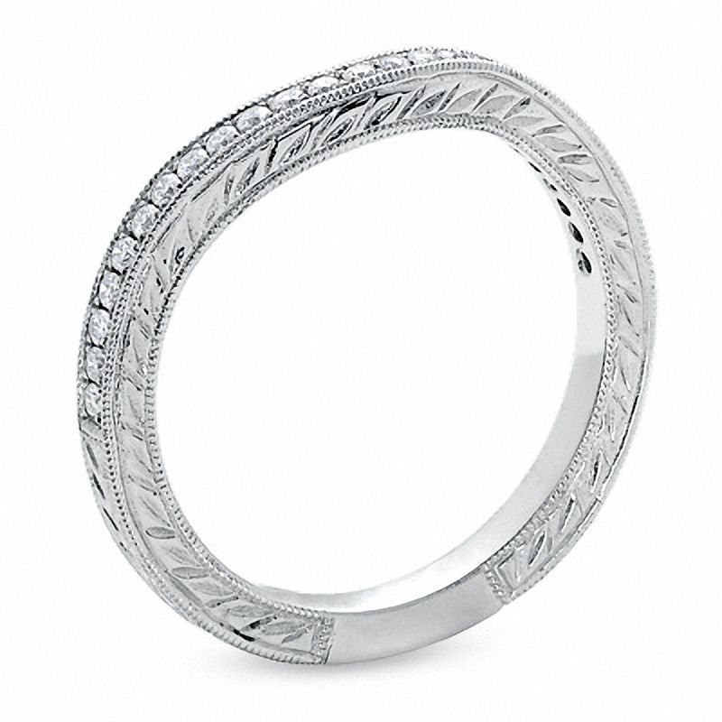 Main Image 2 of 0.20 CT. T.W. Diamond Curved Band in 14K White Gold