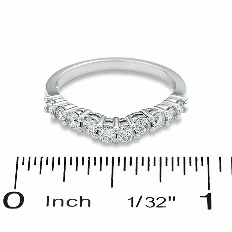 Main Image 3 of 0.50 CT. T.W. Diamond Contour Wedding Band in 14K White Gold