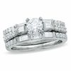 Thumbnail Image 1 of 1.50 CT. T.W. Round and Baguette Diamond Three-Piece Bridal Set in 14K White Gold