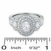 Thumbnail Image 2 of 1.50 CT. T.W. Certified Oval Diamond Three Stone Double Frame Ring in 14K White Gold