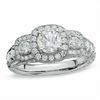 1.95 CT. T.W. Certified Framed Diamond Three Stone Ring in 14K White Gold