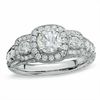 Thumbnail Image 0 of 1.95 CT. T.W. Certified Framed Diamond Three Stone Ring in 14K White Gold