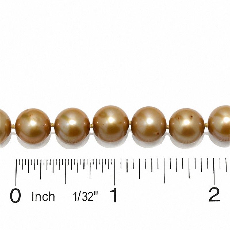 9.0-10.0mm Champagne Cultured Freshwater Pearl Strand in 14K Gold