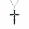 Thumbnail Image 1 of Men's Black IP Stainless Steel Cross Pendant with Diamond Accent