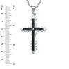 Thumbnail Image 2 of Men's Black IP Stainless Steel Cross Pendant with Diamond Accent