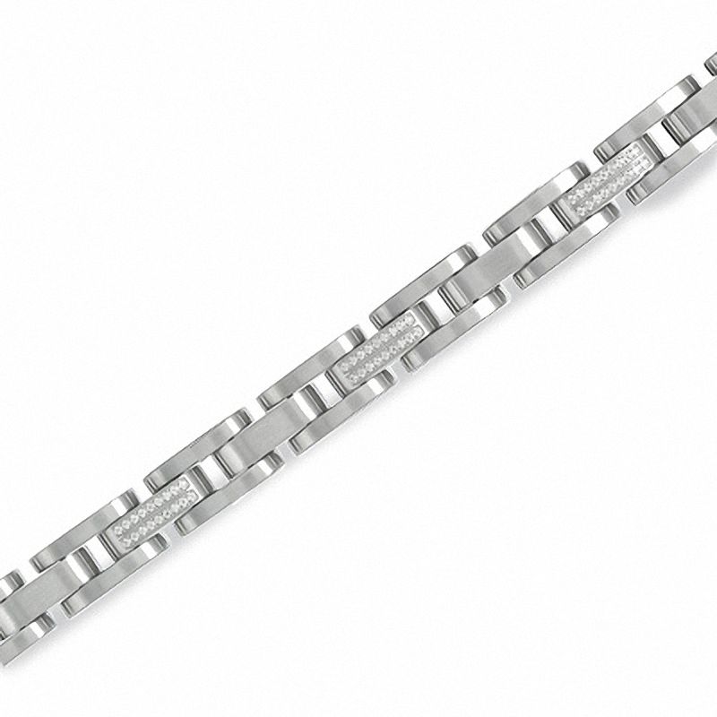 Men's 0.36 CT. T.W. Diamond Stainless Steel Link Bracelet|Peoples Jewellers