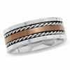Men's Brown IP Stainless Steel Band with Rope Edge - Size 10