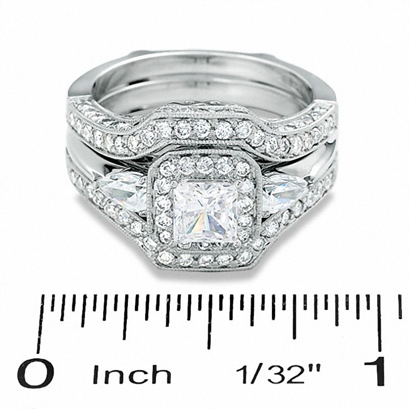 Main Image 3 of 2.00 CT. T.W. Princess-Cut Diamond Bridal Set in 14K White Gold