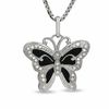 Thumbnail Image 0 of Diamond Accent Black Enamel Butterfly Pendant in Sterling Silver