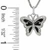Thumbnail Image 1 of Diamond Accent Black Enamel Butterfly Pendant in Sterling Silver