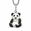 Thumbnail Image 1 of 0.25 CT. T.W. Black Diamond Enamel Panda Bear Pendant in Sterling Silver