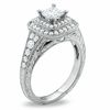 1.20 CT. T.W. Certified Framed Princess-Cut Diamond Ring in 14K White Gold