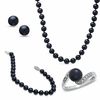 Thumbnail Image 1 of Black Freshwater Cultured Pearl Earrings, Ring, Necklace and Bracelet Set in 14K White Gold