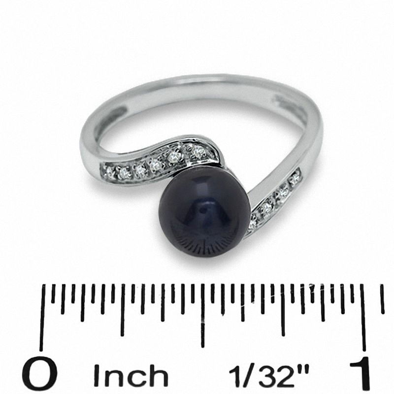 Main Image 3 of Black Freshwater Cultured Pearl Earrings, Ring, Necklace and Bracelet Set in 14K White Gold