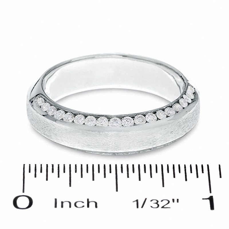 Main Image 3 of Men's 0.75 CT. T.W. Diamond Edge Satin Band in 14K White Gold