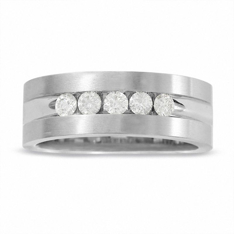 Men's 0.50 CT. T.W. Diamond Five Stone Band in 14K White Gold