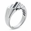 Thumbnail Image 2 of Men's 0.50 CT. T.W. Enhanced Black and White Diamond Slant Ring in 14K White Gold