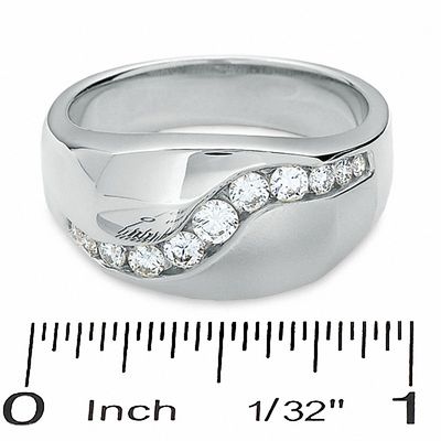 Men's 0.50 CT. T.W. Diamond Running River Ring in 14K White Gold