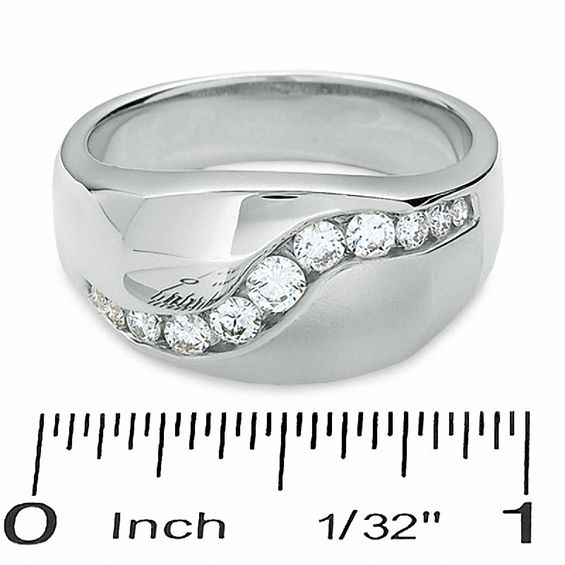 Men's 0.50 CT. T.W. Diamond Running River Ring in 14K White Gold
