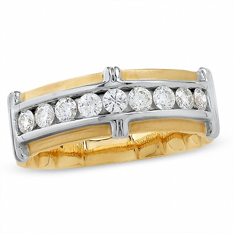 Men's 0.75 CT. T.W. Diamond Three Bar Channel-Set Band in 14K Two-Tone Gold